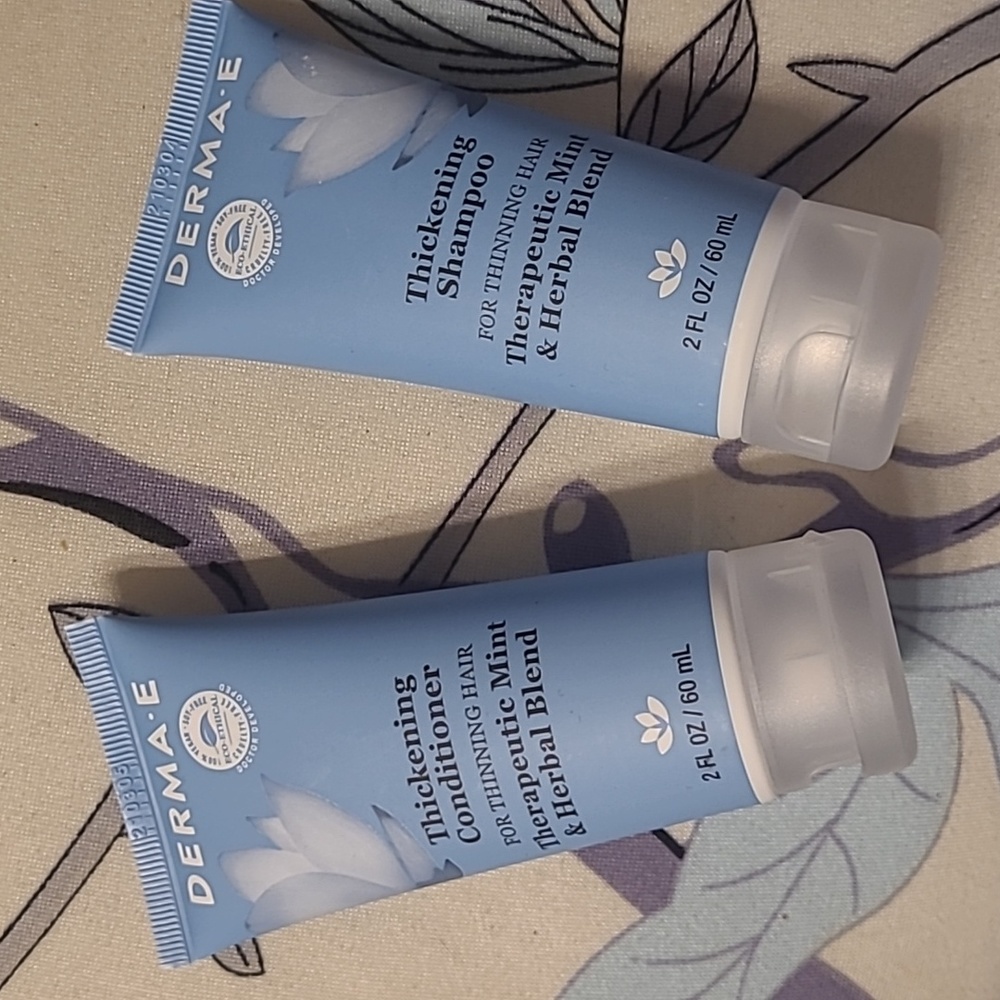 4/$25 DERMA E Thickening Shampoo and Conditioner 60 ml travel size